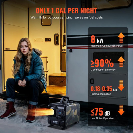 📢📢50 % ALENNUS !!⏰ 8 kW:n dieselilmalämmitin, 12 V/24 V, sovellus ja Bluetooth, CO-hälytin + näyttö – hiljainen ja nopea lämmitys matkailuautoihin ja veneisiin ⛵📱