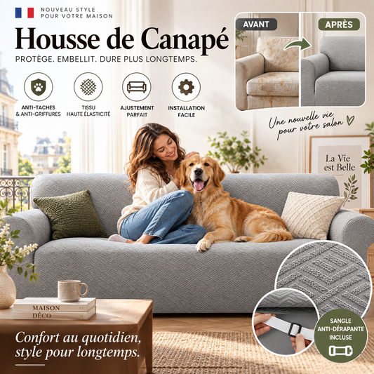 🛋️🛡️ Erittäin joustava jacquard-sohvapeite – Luistamattomat nauhat, paksu ja tyylikäs kangas; suojaa sohvaasi ja anna sille uusi ilme ilman, että peite liukuu lainkaan 🏠✨