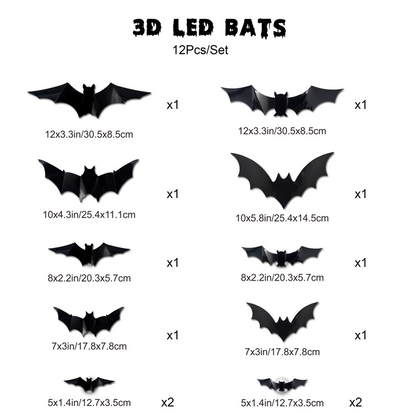 🦇Halloween 3D-valaistut lepakot