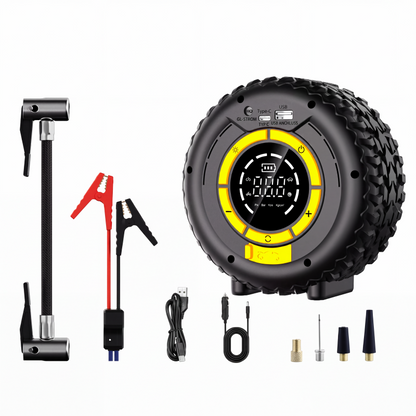 📢📢 50 % ALENNUS!! ⏰ 2-in-1-käynnistysapulaite + rengaspumppu 🔋 — Tehokas, kompakti ja luotettava kannettava ilmakompressori ⚡ Ihanteellinen tienvarsitilanteisiin 🛠️