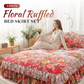 🌸 -50 %! 🛏️ 3-osainen sängynpohjan peite, kukkakuvio ja röyhelöt – tiheä puuvillaseos – 5 kokoa – sängynpeite + 2 tyynyliinaa makuuhuoneeseen 🌷