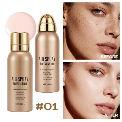 💄NYT 50 % ALENNUS! Vedenkestävä Flawless Air Spray Foundation – kevyt, hengittävä ja peittävä suihkemakeup, pehmeän mattapintainen airbrush-meikkivoide kaikille ihonsävyille