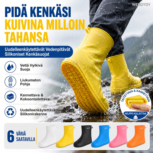 🌧️Uudelleenkäytettävät silikoni sadekengänsuojukset – liukumattomat, taittuvat vedenpitävät kengänsuojat ulkoiluun, matkustamiseen ja päivittäiseen käyttöön