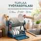 🍽️💧Säästä nyt 50 %! Monikerroksinen teräksinen astiankuivaus teline – kaksikerroksinen pystysuora astiasäilytys, jossa on tarjotin ja ruokailuvälineiden pidike, työkaluton asennus keittiön tasolle.